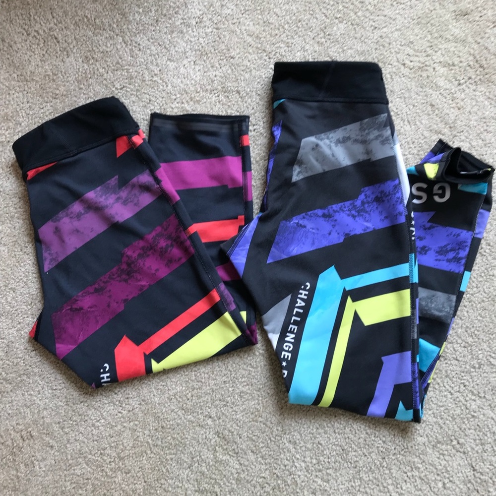 Two Pairs of GUC Reebok reversible leggings size S